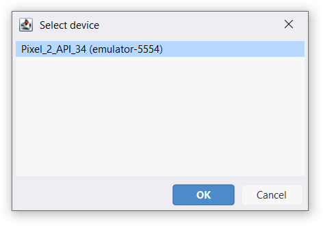 Device selection window