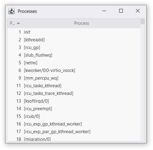 Processes list